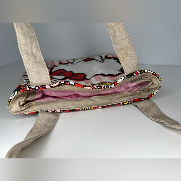 Hello Kitty Loungefly Tote Canvas Faux Leather Open Top Bag VINTAGE - Picture 8 of 12